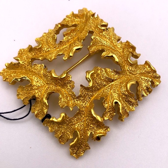 Crown Trifari Gorgeous VTG Square Oak Leaves w tag.  Sculpturesque Colection - Picture 2 of 8